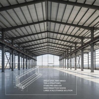 Buy Angle Steel Knee Brace Steel Structure Warehouse Engineered Using Tekla STAAD-Pro RamConnection Software for Large Scale Storage online manufacture