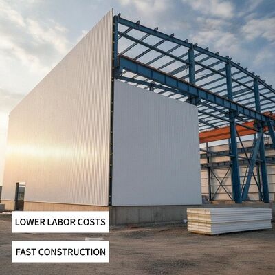 buy Paint Coated Steel Structure Building Featuring EPS Insulation and Lower Labor Costs Suitable for Large Scale Industrial Construction online manufacture