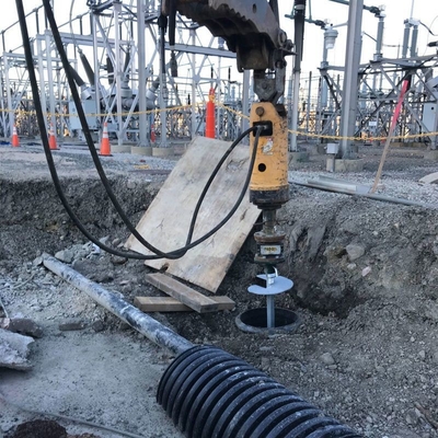 Portable Solar Energy System Foundation Customization with Helix Anchors Screw Pile