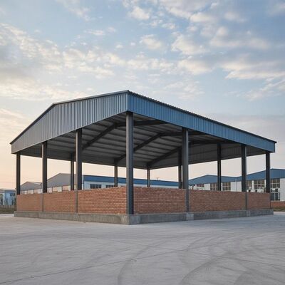 Brick Wall 1.2m Height Industrial Steel Buildings Offering Steel Color Sheet Roof Panel for Weather Resistance and Structural Strength