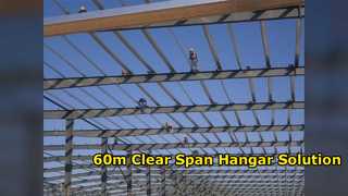 60m Clear Span Hot Dip Galvanized Aircraft Hangar Solution